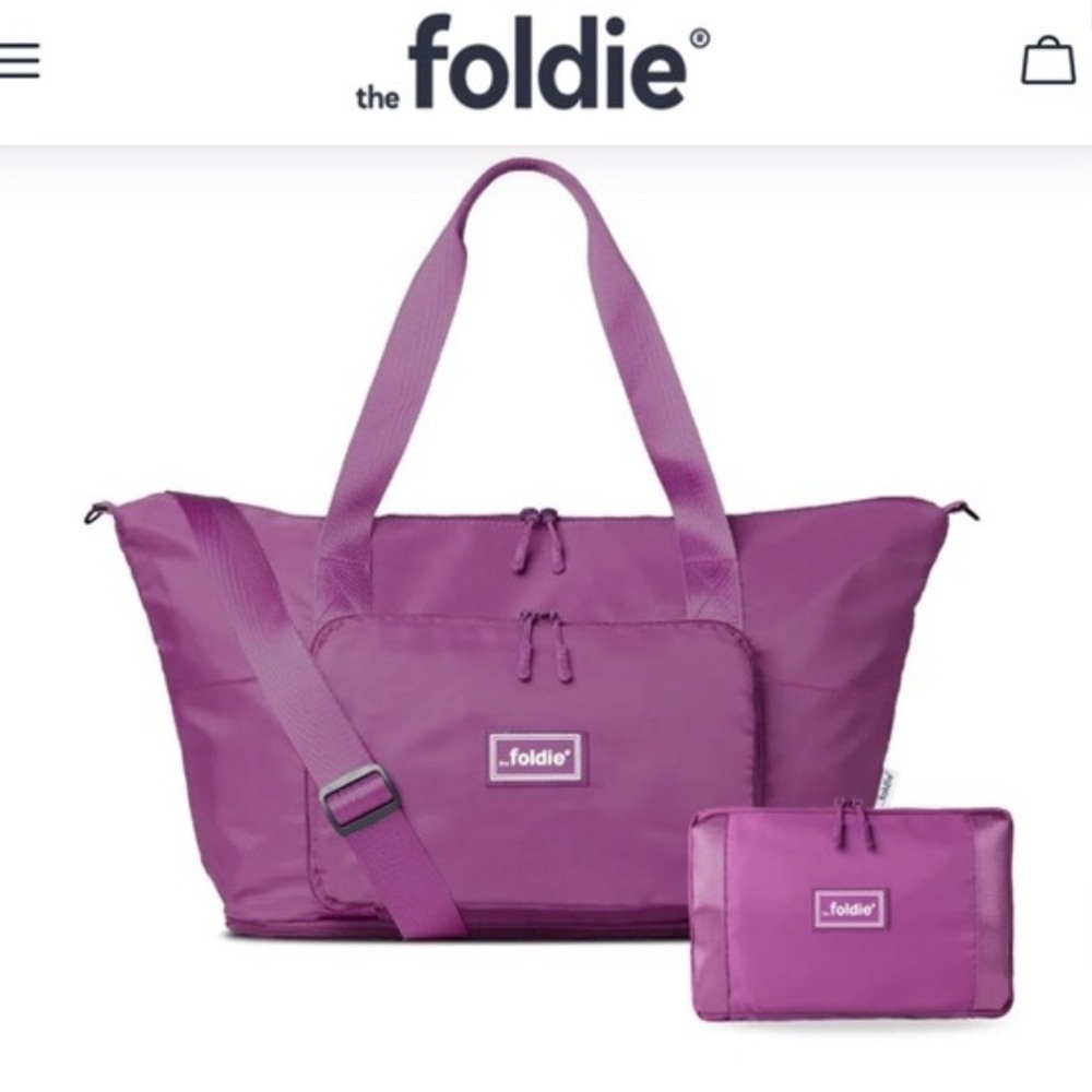 Foldie Black Travel Tote Bag PURPLE